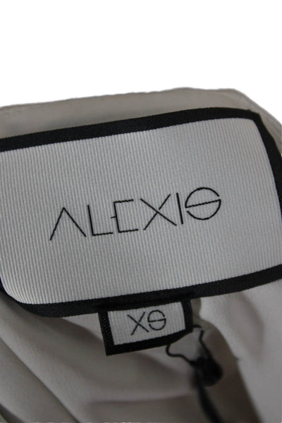 Alexis Womens Cropped Ivory V Neck Lace Up Long Sleeve Blouse Size XS
