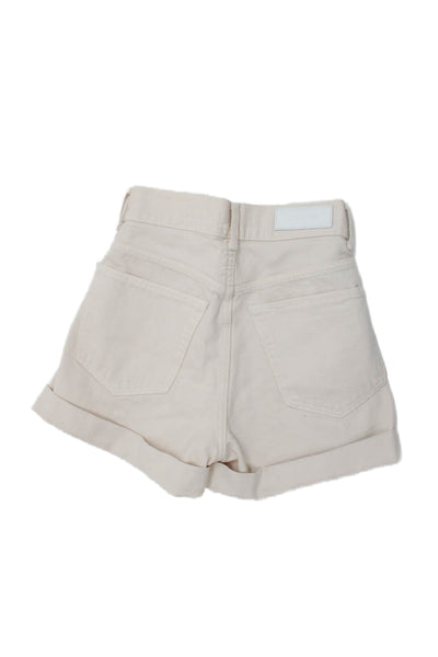 Re/Done Women Denim Shorts White Cotton Button Size 23