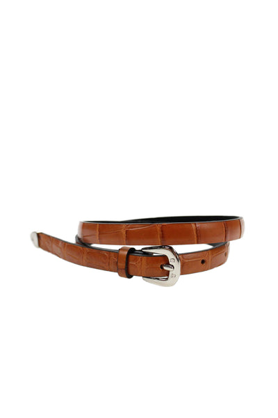Tardini Unisex Kids Genuine American Alligator 1/2 Inch Wide Belt Chestnut