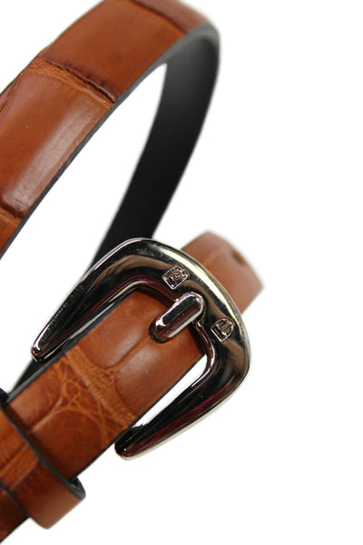 Tardini Unisex Kids Genuine American Alligator 1/2 Inch Wide Belt Chestnut