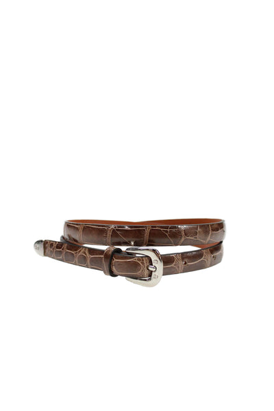 Tardini Unisex Kids Genuine American Alligator 1/2 Inch Wide Belt Brown