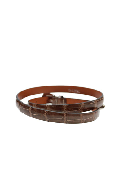 Tardini Unisex Kids Genuine American Alligator 1/2 Inch Wide Belt Brown