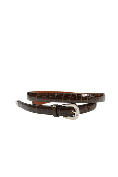 Tardini Unisex Kids Genuine American Alligator 1/2 Inch Wide Belt Dark Brown