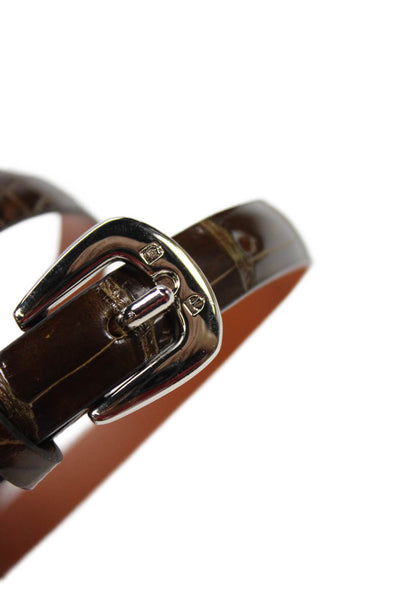 Tardini Unisex Kids Genuine American Alligator 1/2 Inch Wide Belt Dark Brown