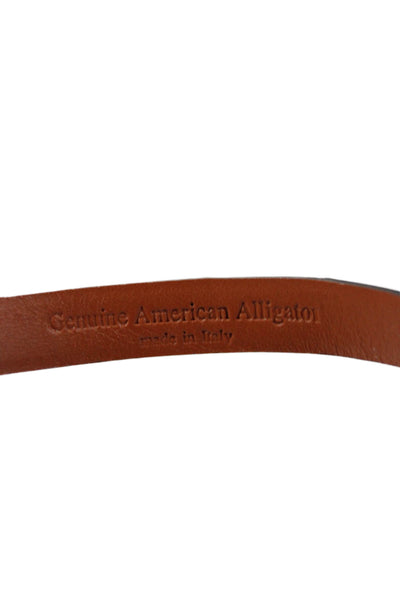 Tardini Unisex Kids Genuine American Alligator 1/2 Inch Wide Belt Dark Brown