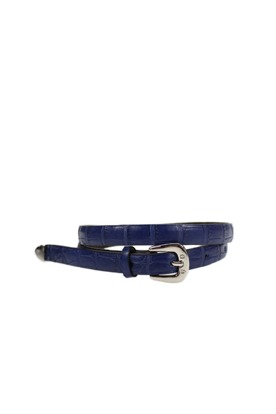 Tardini Unisex Kids Genuine American Alligator 1/2 Inch Wide Belt Dark Blue