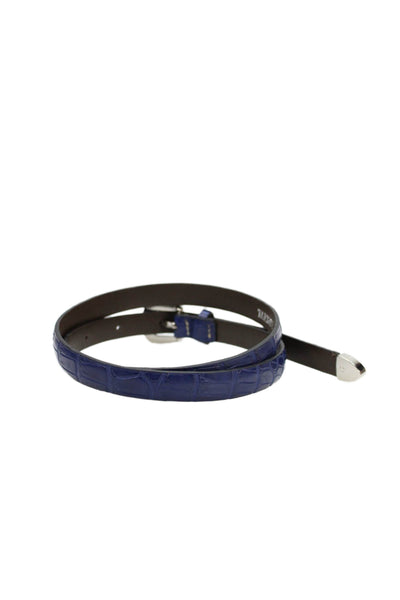 Tardini Unisex Kids Genuine American Alligator 1/2 Inch Wide Belt Dark Blue