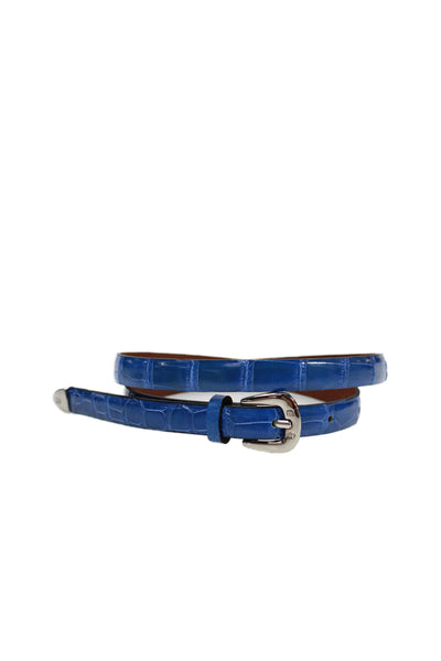 Tardini Unisex Kids Genuine American Alligator 1/2 Inch Childrens Wide Belt Blue