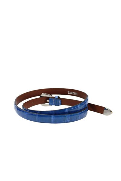 Tardini Unisex Kids Genuine American Alligator 1/2 Inch Childrens Wide Belt Blue