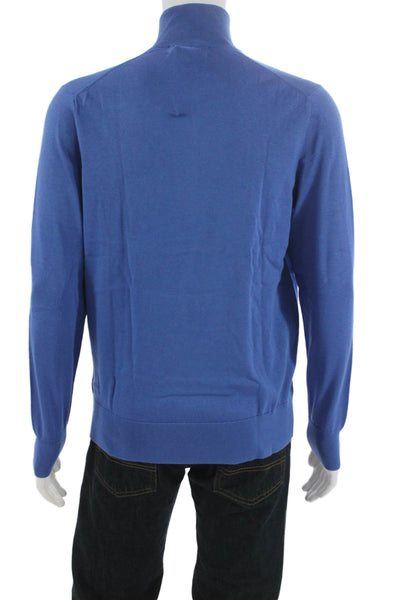 Brooks Brothers Mens Pullover Supima Cotton Mock Neck Blue Long Sleeve Size M