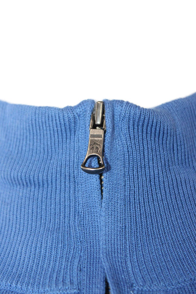 Brooks Brothers Mens Pullover Supima Cotton Mock Neck Blue Long Sleeve Size M