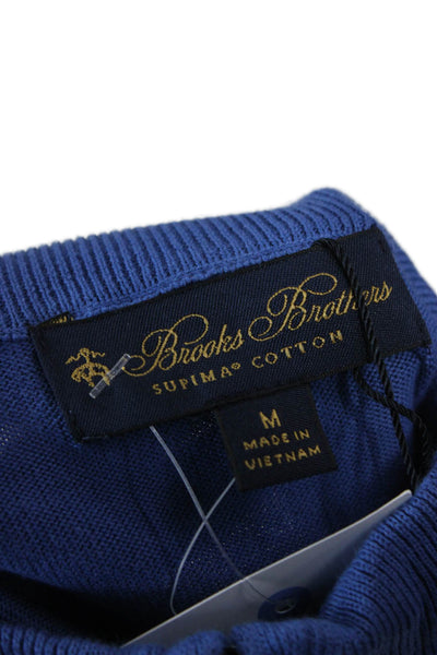 Brooks Brothers Mens Pullover Supima Cotton Mock Neck Blue Long Sleeve Size M