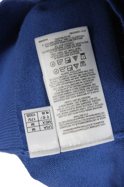 Brooks Brothers Mens Pullover Supima Cotton Mock Neck Blue Long Sleeve Size M