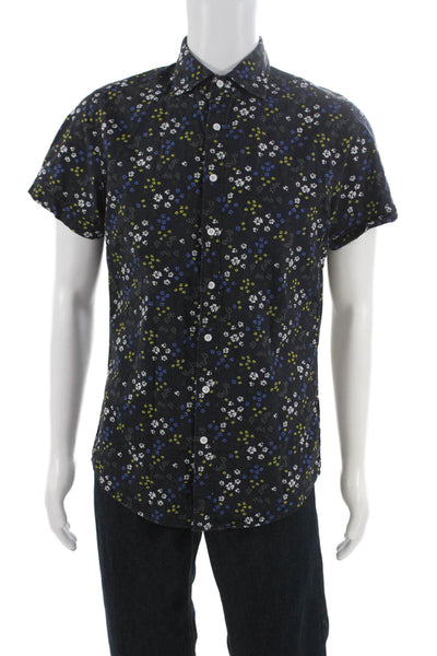 Rodd & Gunn Mens Cotton Floral Sports Fit Button Down Shirt Blue Size S