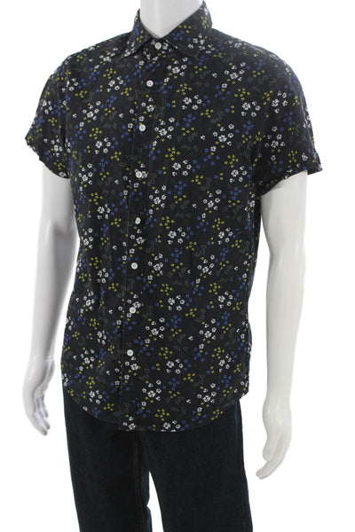 Rodd & Gunn Mens Cotton Floral Sports Fit Button Down Shirt Blue Size S