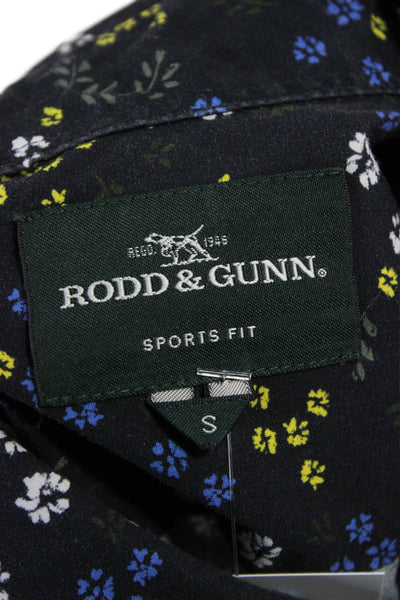 Rodd & Gunn Mens Cotton Floral Sports Fit Button Down Shirt Blue Size S