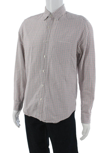 J Crew Mens Cotton Printed Collar Classic Button Down Shirt Red Size M