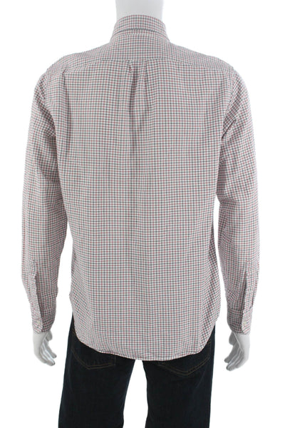 J Crew Mens Cotton Printed Collar Classic Button Down Shirt Red Size M