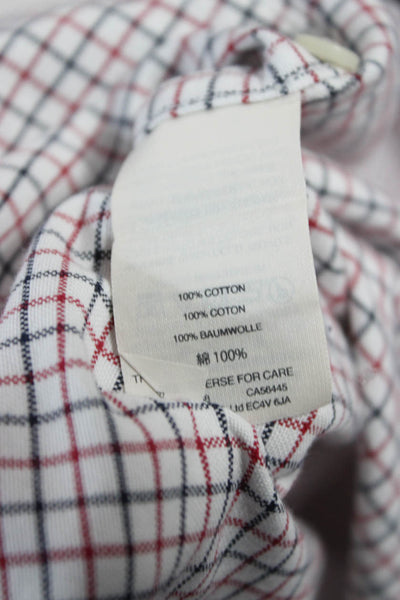 J Crew Mens Cotton Printed Collar Classic Button Down Shirt Red Size M