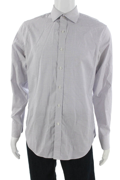 J Crew Mens White Check Cotton Dress Shirt Button Collared 34/35 Size 15.5