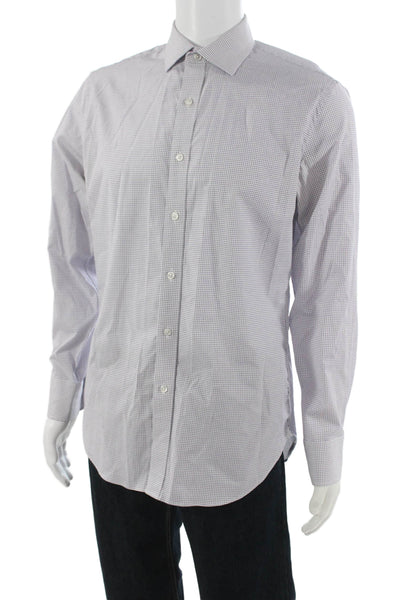 J Crew Mens White Check Cotton Dress Shirt Button Collared 34/35 Size 15.5