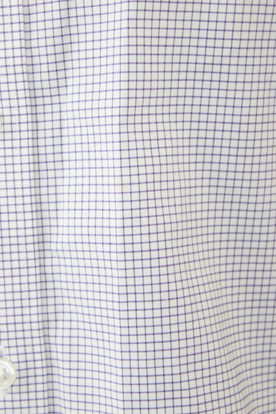 J Crew Mens White Check Cotton Dress Shirt Button Collared 34/35 Size 15.5