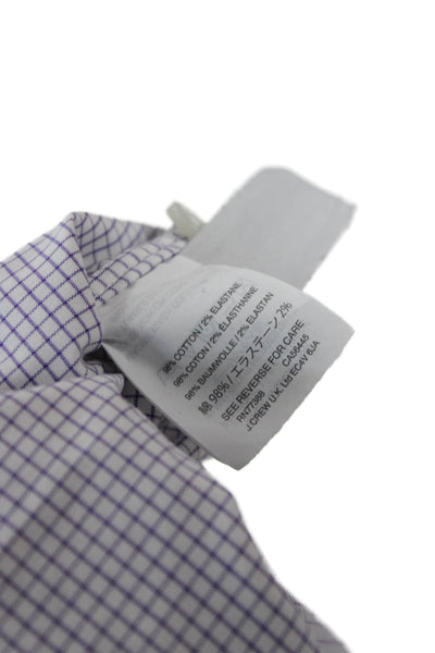 J Crew Mens White Check Cotton Dress Shirt Button Collared 34/35 Size 15.5