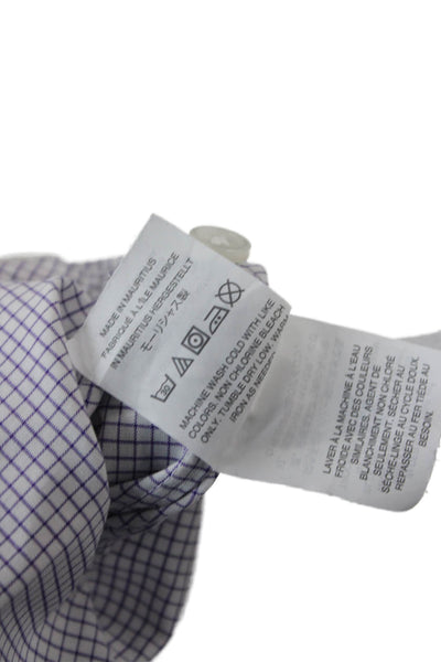 J Crew Mens White Check Cotton Dress Shirt Button Collared 34/35 Size 15.5