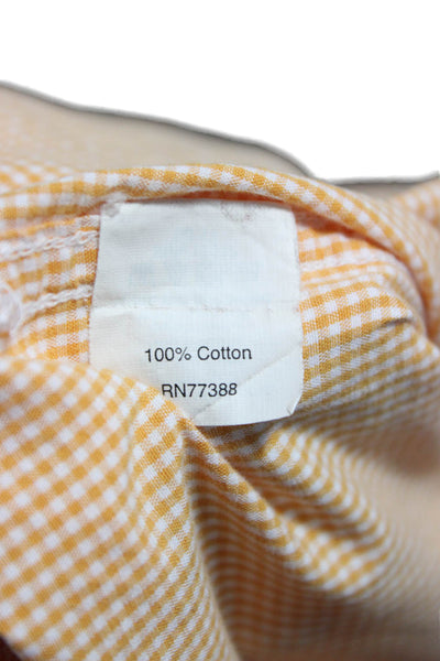 J Crew Mens Orange Check Cotton Dress Shirt Button Up Long Sleeve Size L