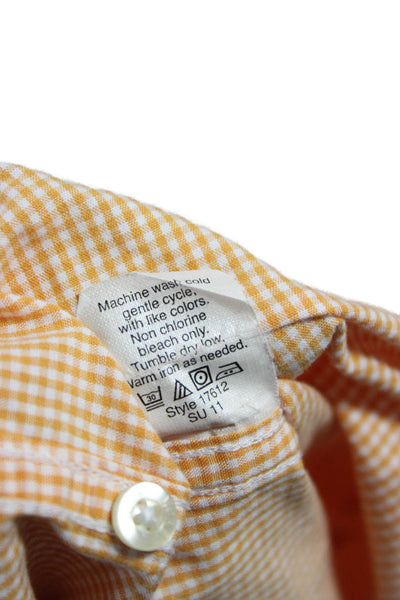 J Crew Mens Orange Check Cotton Dress Shirt Button Up Long Sleeve Size L