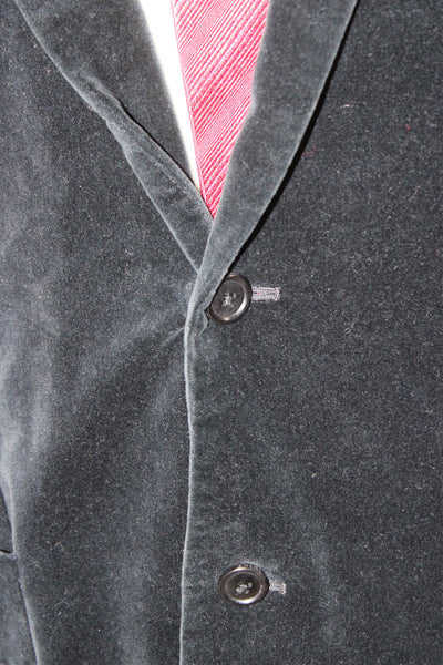 Juicy Couture Mens Black Cotton Blazer Button Long Sleeve Size 44