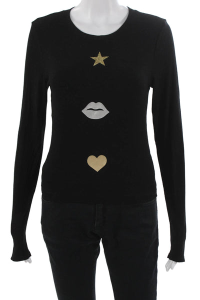 Michael Stars Women Basic Black Long Sleeve T-Shirt Viscose Size One Size