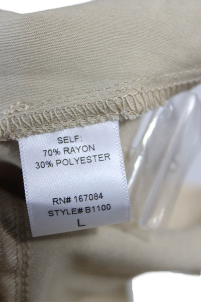 Pomander Place Women Tunic Button-Up Beige Rayon Collared Long Sleeve Size L