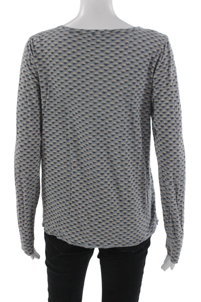 Marc By Marc Jacobs Women Blue Henley Tee Long Sleeve Cotton Size L