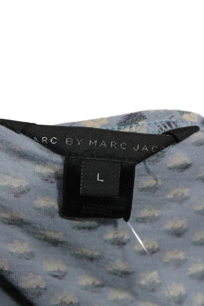 Marc By Marc Jacobs Women Blue Henley Tee Long Sleeve Cotton Size L