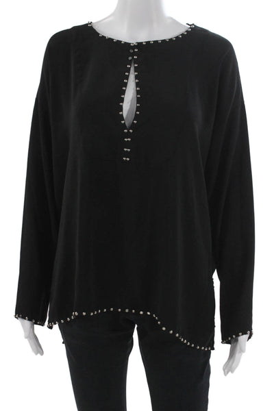Zara Women Tunic Blouse Black Polyester Long Sleeve Round Neck Size L