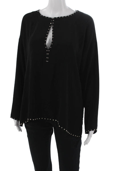 Zara Women Tunic Blouse Black Polyester Long Sleeve Round Neck Size L