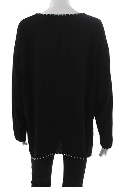 Zara Women Tunic Blouse Black Polyester Long Sleeve Round Neck Size L