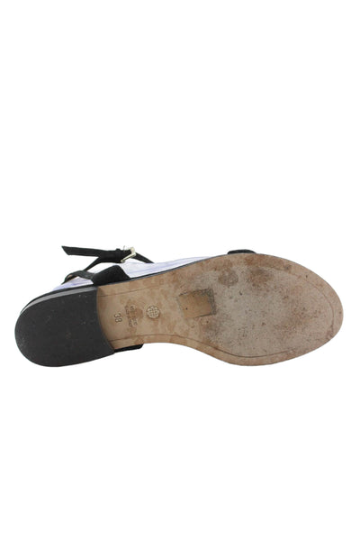 Emme Parsons Womens Suede Buckled Strap Flat Sandals Black Size 8