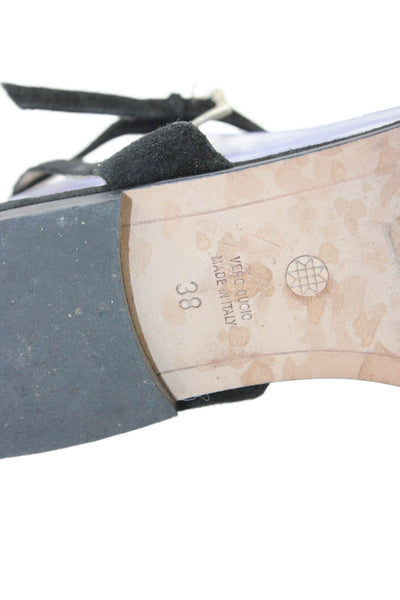 Emme Parsons Womens Suede Buckled Strap Flat Sandals Black Size 8