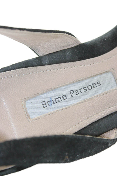 Emme Parsons Womens Suede Buckled Strap Flat Sandals Black Size 8