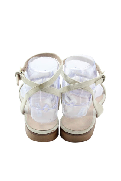 Emme Parsons Womens Suede Buckled Strap Flat Sandals Beige Size 7