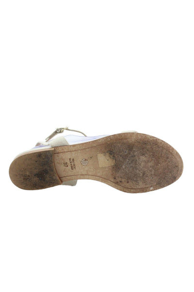 Emme Parsons Womens Suede Buckled Strap Flat Sandals Beige Size 7