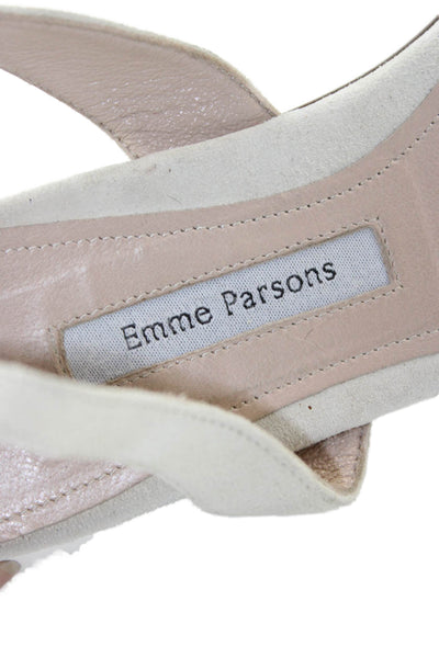 Emme Parsons Womens Suede Buckled Strap Flat Sandals Beige Size 7