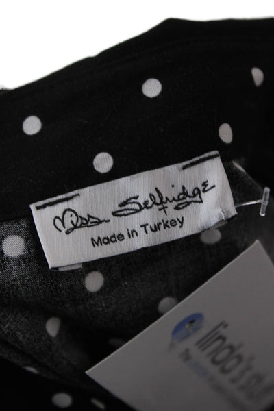 Miss Selfridge Womens Black Polka Dot Cotton Button-Up Long Sleeve Size M