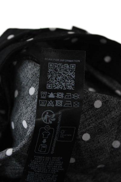 Miss Selfridge Womens Black Polka Dot Cotton Button-Up Long Sleeve Size M