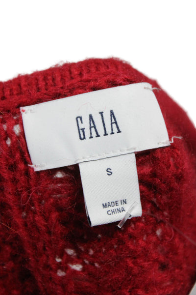 Gaia Women Cardigan Red Boat Neck Long Sleeve Polyester Size S