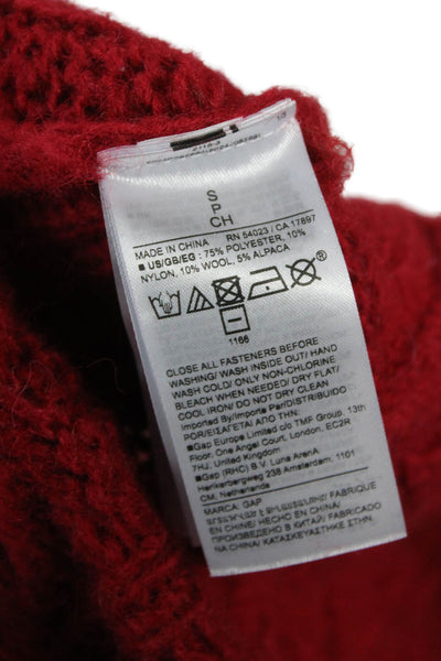 Gaia Women Cardigan Red Boat Neck Long Sleeve Polyester Size S