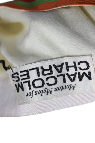 Morton Myles Women Linen Blend Graphic Print Maxi Skirt Ivory Size XS