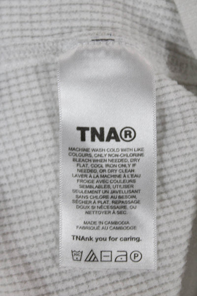 TNA Womens Full Zip Hoodie V Neck Cotton Long Sleeve White Size S